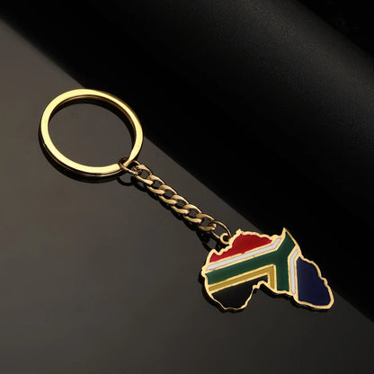 Africa Map Keychain – Stainless Steel Hip-Hop Jewelry, Morocco to South Africa