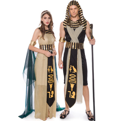 Pharaoh & Cleopatra Couple Costume – Egyptian King & Queen Cosplay Set
