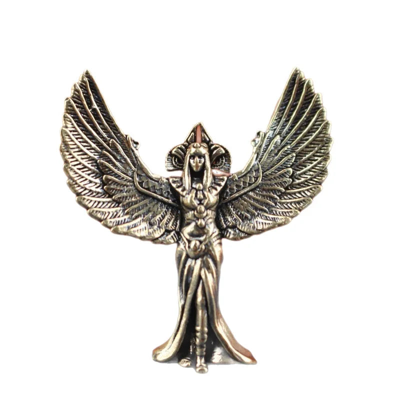 Egyptian Winged Goddess Statue – Metal Handicraft Desk Ornament