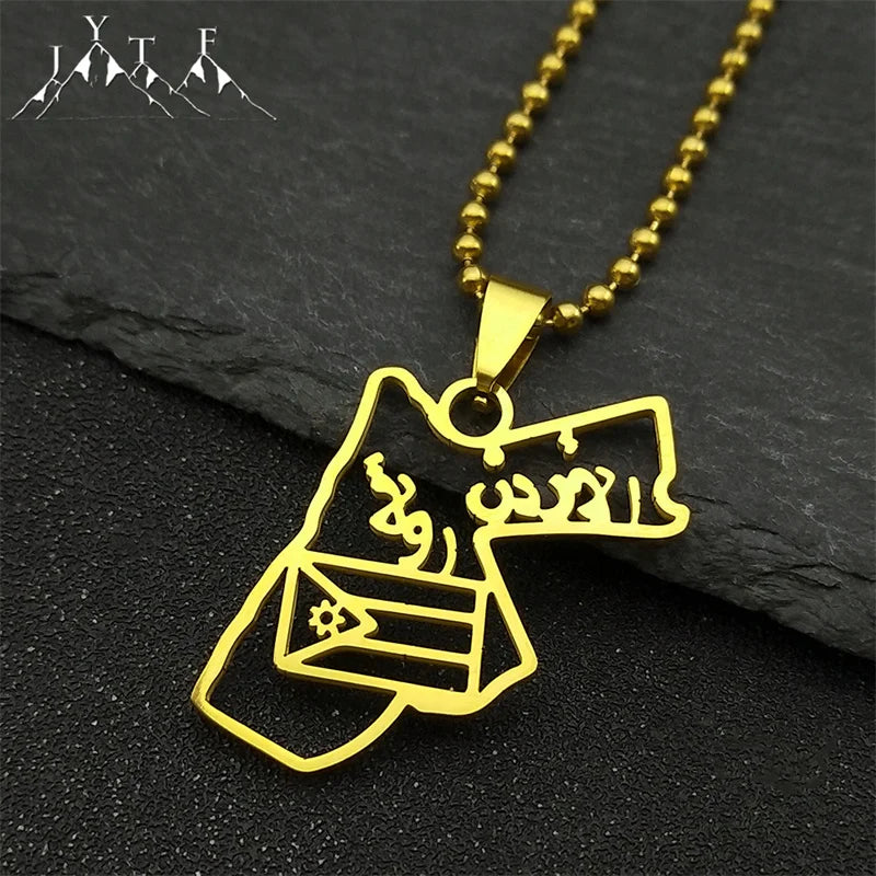 Jordan Map & Flag Pendant – Gold-Tone Stainless Steel Car & Bag Charm