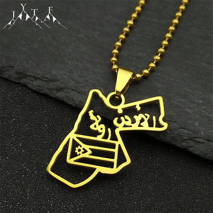 Jordan Map & Flag Pendant – Gold-Tone Stainless Steel Car & Bag Charm