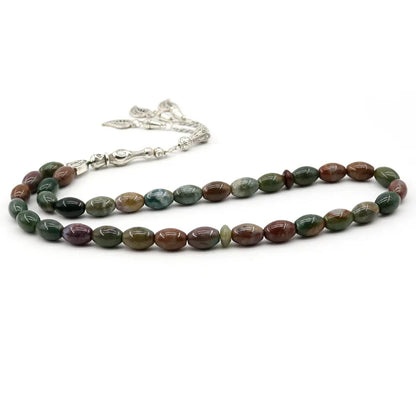 Natural Indian agate 33 Tasbih Oval size 8*12 mm  misbaha Man's  prayer beads  Rosary islamic subha tasbeeh 66 Tasbih Muslim