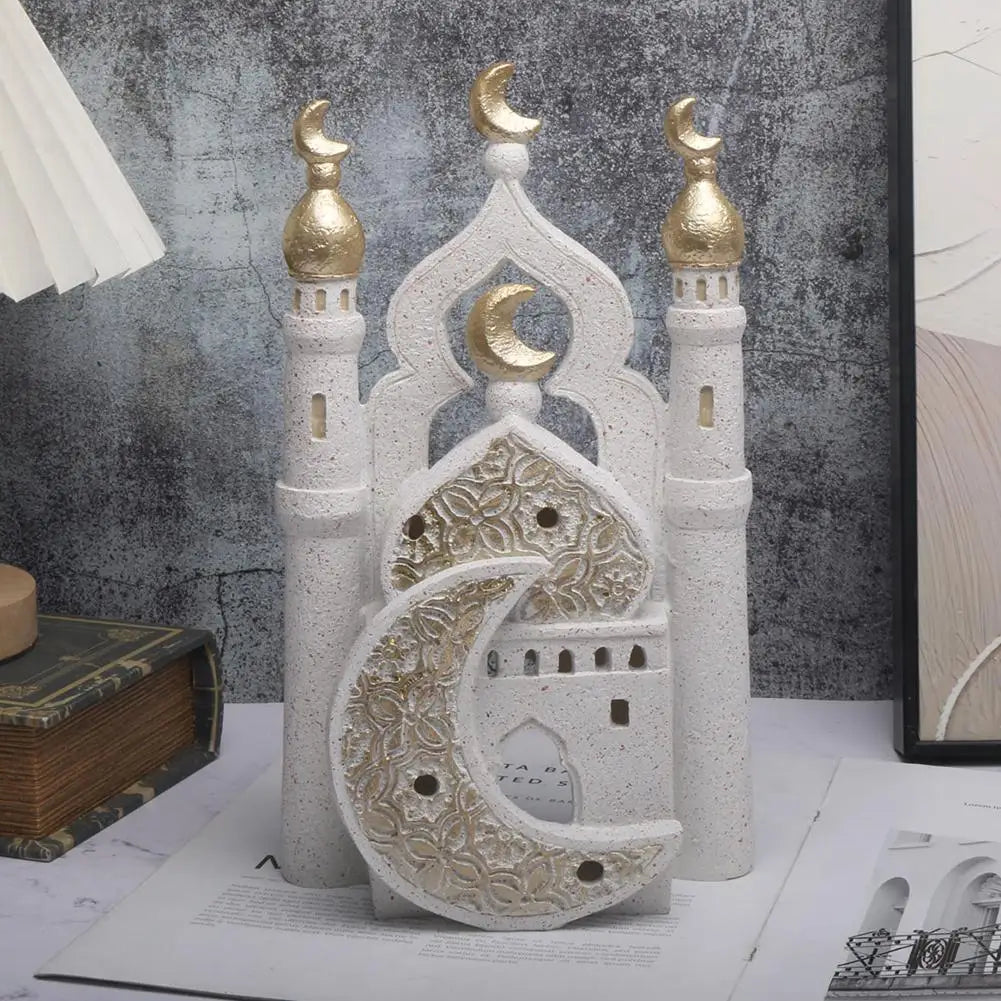 Ramadan Ornaments Resin Material Mosque Islamic Castle Statue Family Tabletop Atmosphere Decoration Architectural Table Decor