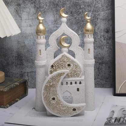Ramadan Ornaments Resin Material Mosque Islamic Castle Statue Family Tabletop Atmosphere Decoration Architectural Table Decor