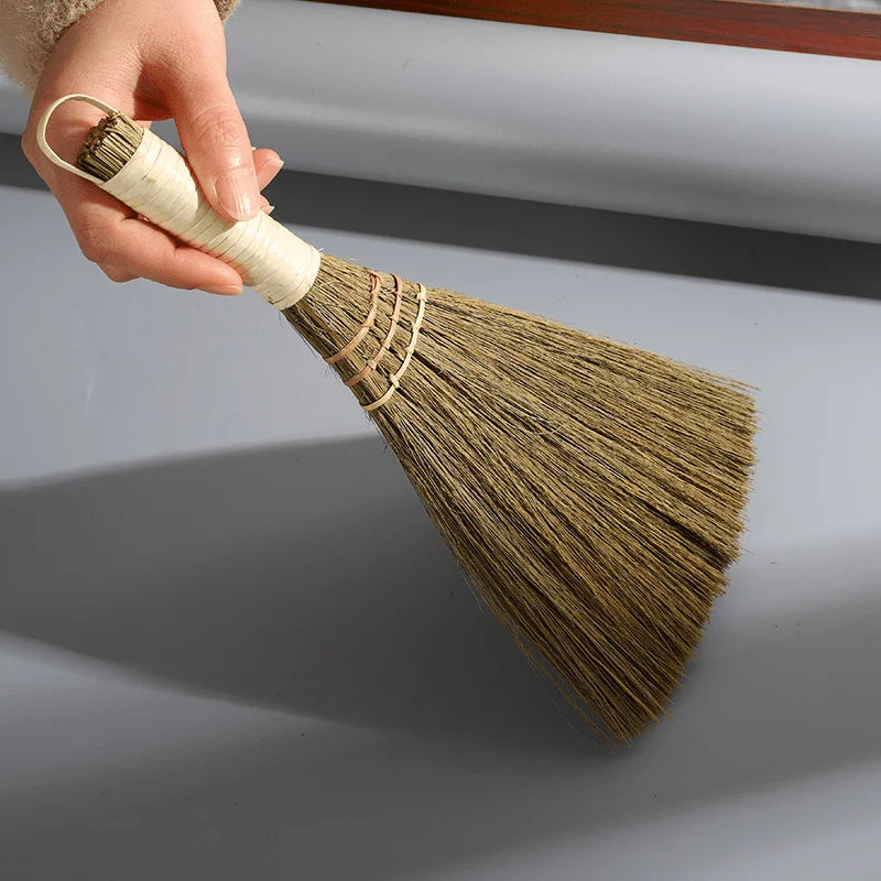 1 Handheld Broom with Woven Bristles - Portable Manual Sweeping Cart, Suitable for Home Kitchen Floors, Office Desktops