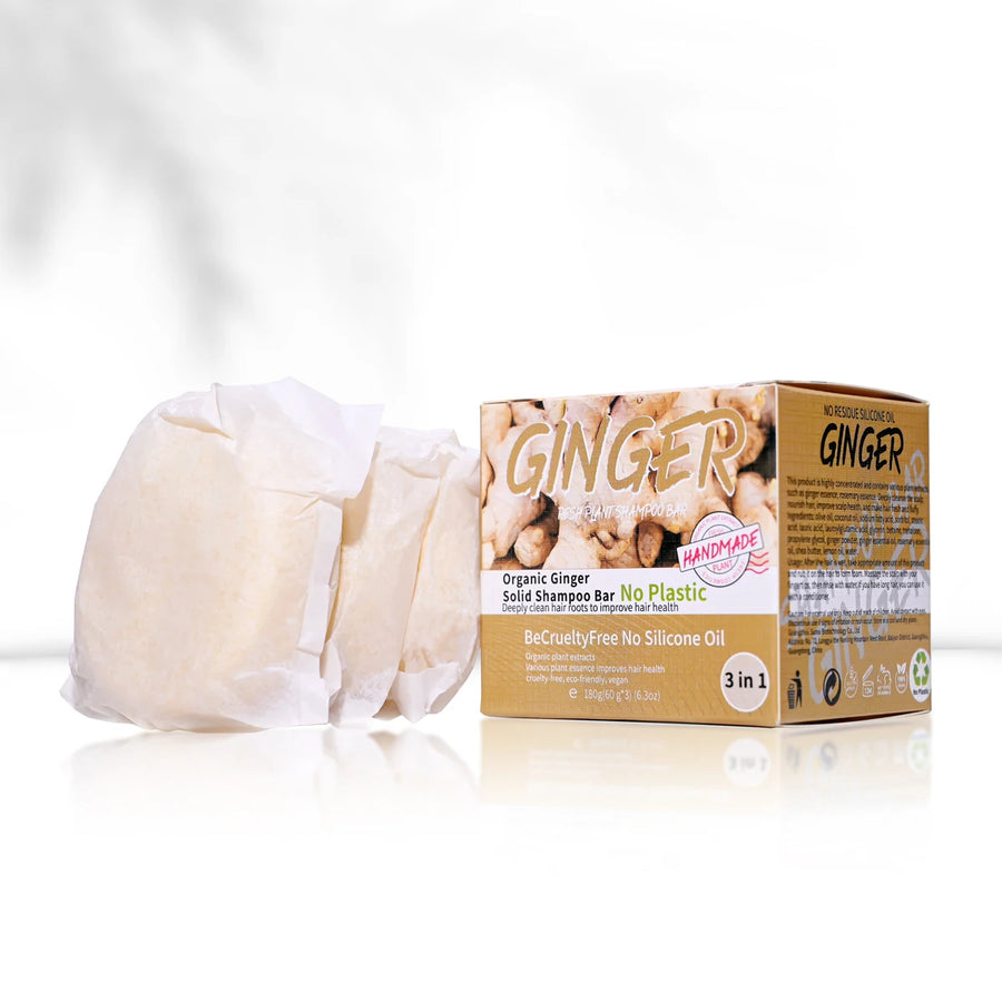 The Ginger Cleanse – 3-Piece Solid Shampoo Bar with Plant Essential Oils
