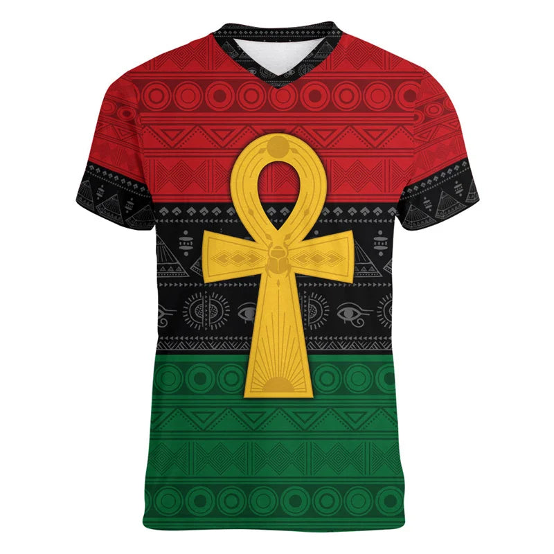 3D Pharaoh Graphic T-Shirt – Men's Egyptian History V-Neck Tee