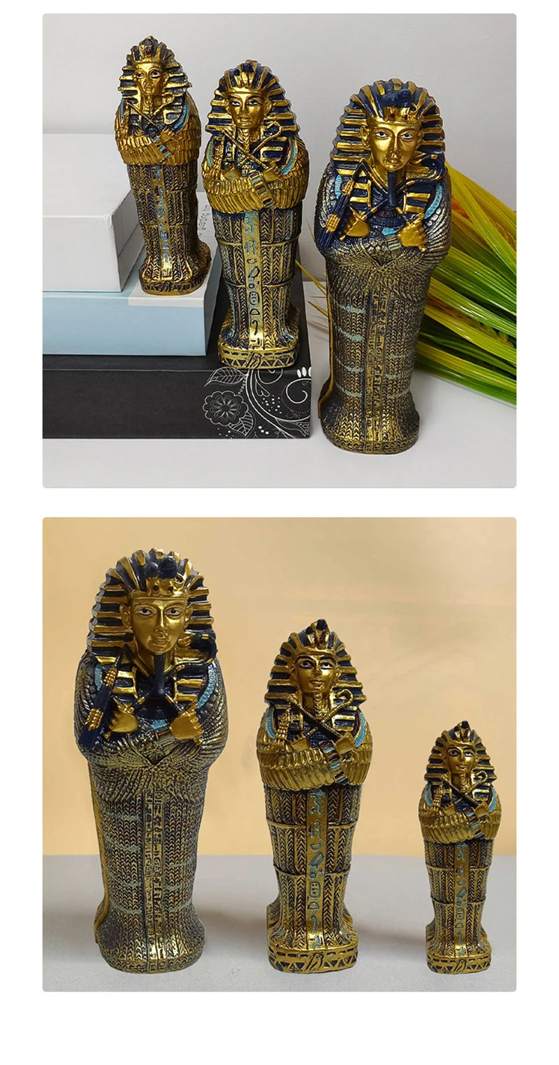 Tutankhamun Coffin & Mummy Ornament – Egyptian Pharaoh Handicraft Decor