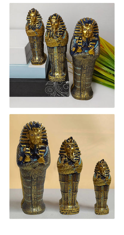Tutankhamun Coffin & Mummy Ornament – Egyptian Pharaoh Handicraft Decor