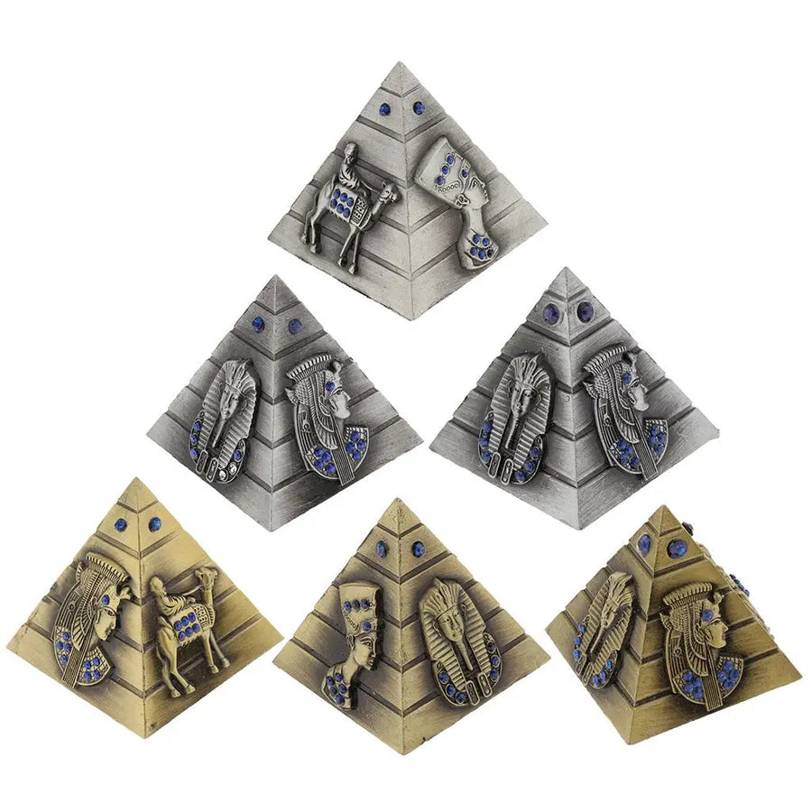 Vintage Metal Pyramid Model – Egyptian Architecture Statue for Desk & Home Decor