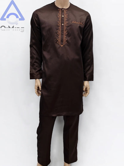 40% Cotton Male Muslim Two Parts Prayer Dress Jalabiya Algerian Caftan Abaya Islamic Jubba Arab Traditional Costume For Muslims
