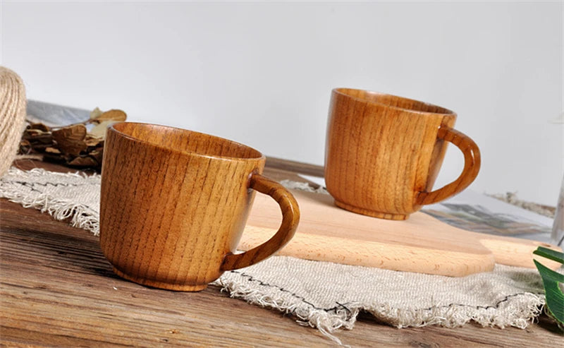 Handmade Spruce Wood Cups – Natural Big Belly Mug for Tea, Coffee & Milk