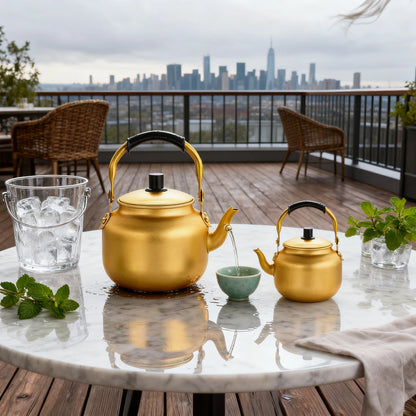Gold Aluminum Kettle for Kitchen Outdoor Portable Teapot Coffee Pot Large Capacity Kitchen Camping Cookware Cooking Supplies 0