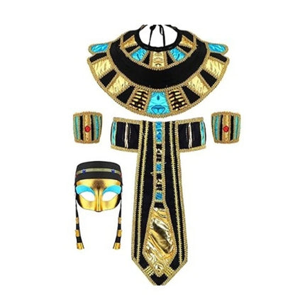 Pharaoh Headpiece, Collar & Wristbands Set – Men's Egyptian Costume Accessories