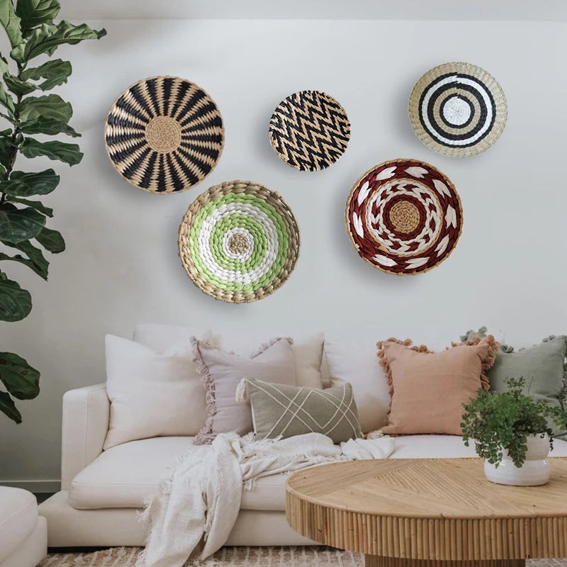 The Woven Plate – Straw Round Wall Tray & Fruit Basket