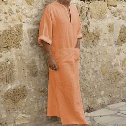 Short Sleeve Solid Color Men Muslim Islamic Kaftan Robe Jubba Thobe Kaftan Muslim Robe Casual Dubai Saudi Arabia Abaya Robes 5XL