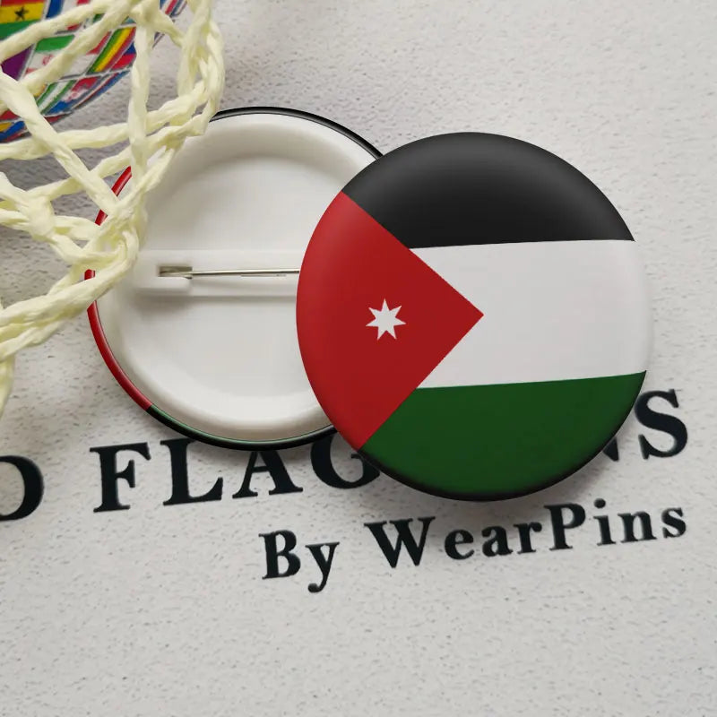 Jordan National Symbols Brooch Set – Map, Flag, Emblem & Flower Lapel Pins