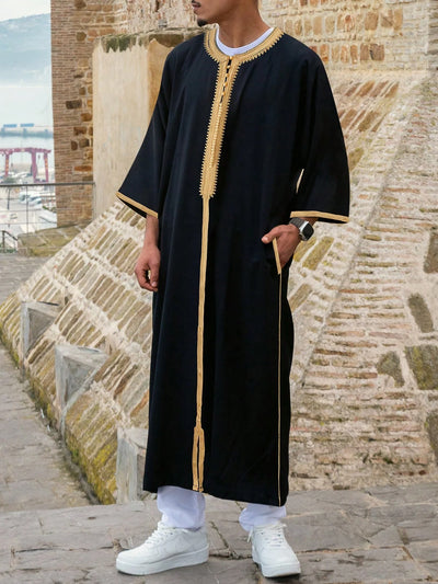 The Moroccan Gentleman – Embroidered Long-Sleeved Islamic Robe