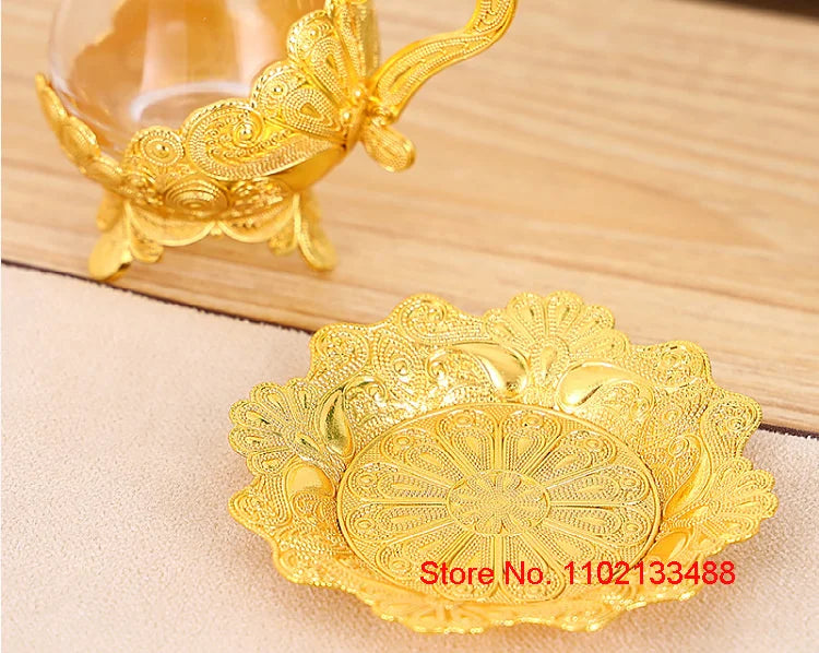 Gold Coffee Cup & Saucer Set – Luxury Middle Eastern Glasware for Tea & Coffee