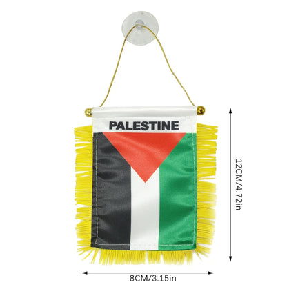 1Pcs Palestine Small Hanging Flag Double Sided Tassel With Sucking Disc Car Decoration Mini Pennant