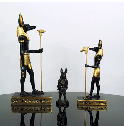 Anubis Resin Sculpture – Egyptian Jackal Guardian & Pyramid Decor