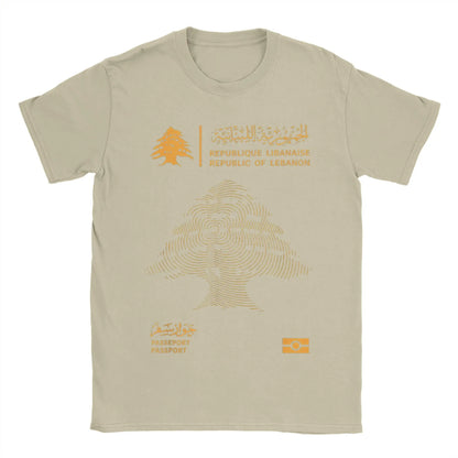 Lebanese Lebanon Passport Flag Men T Shirt  Vintage Tee Shirt Short Sleeve Round Neck T-Shirt Pure Cotton New Arrival Clothes