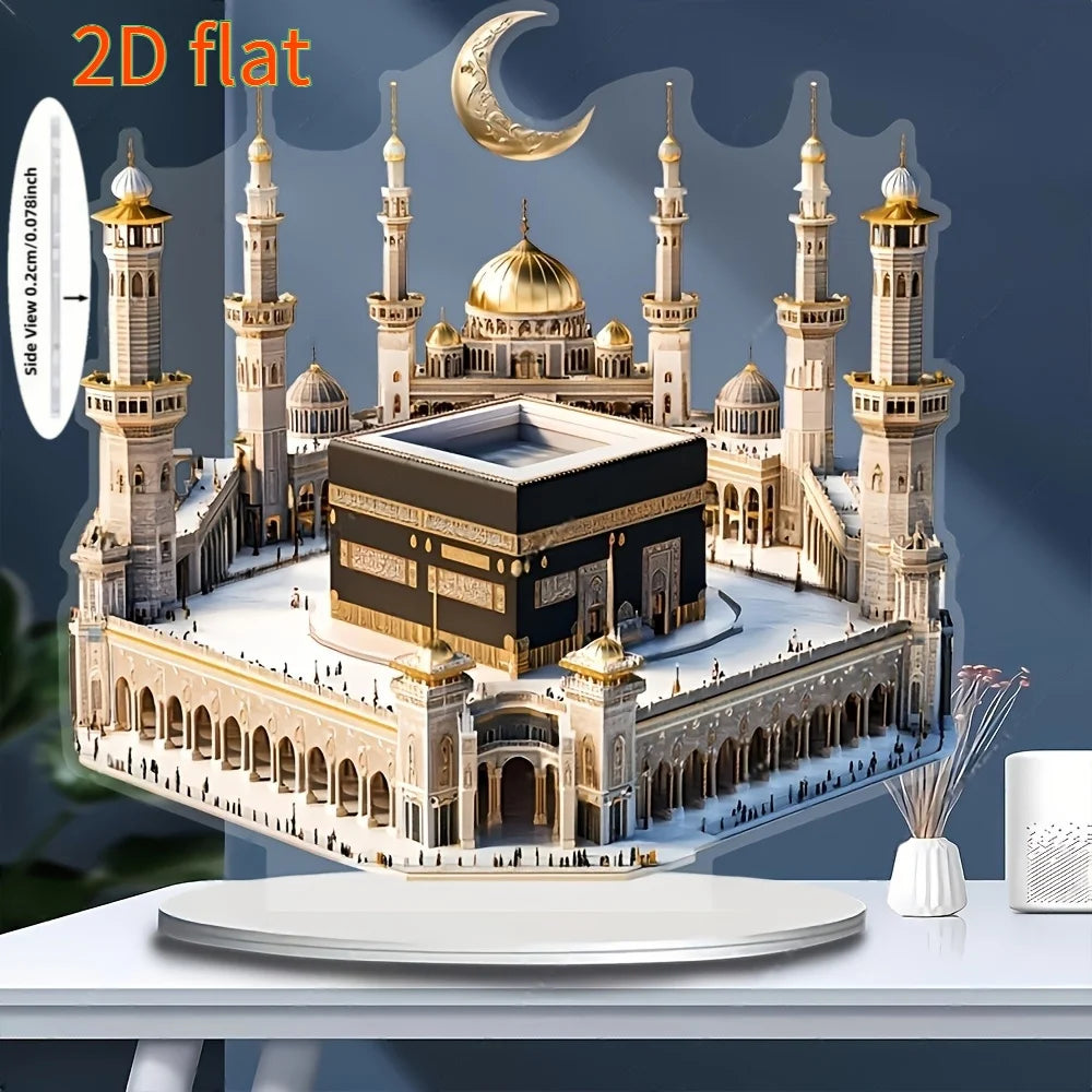 1Pcs Acrylic Mosque Model Desktop Decoration for Eid Al Fitr and Ramadan Home Decoration Desktop Party Decoration Supplies