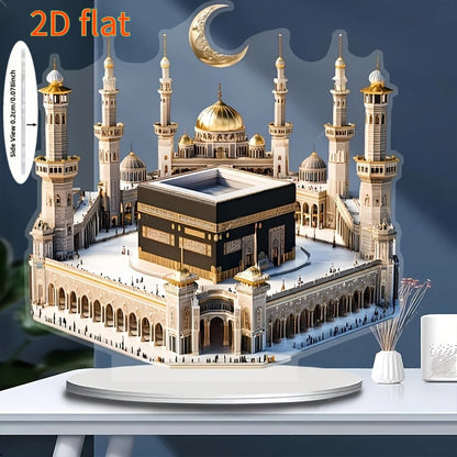 1Pcs Acrylic Mosque Model Desktop Decoration for Eid Al Fitr and Ramadan Home Decoration Desktop Party Decoration Supplies