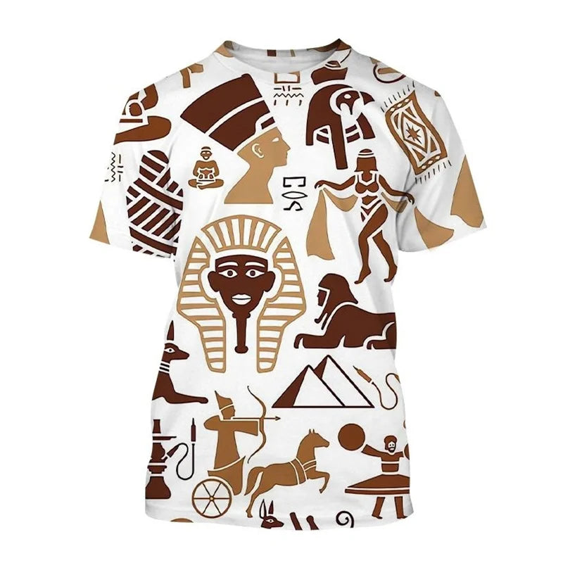 Pharaoh Anubis & Horus 3D T-Shirt – Unisex Retro Egyptian Gods Print Tee