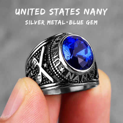 Stainless Steel Mens Rings Gold Silver Color Red Blue Rhinestone Simple Luxury for Male Boy Jewelry Creativity Gift Wholesale