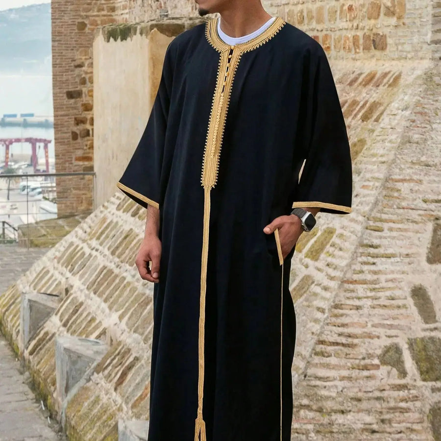 The Moroccan Gentleman – Embroidered Long-Sleeved Islamic Robe