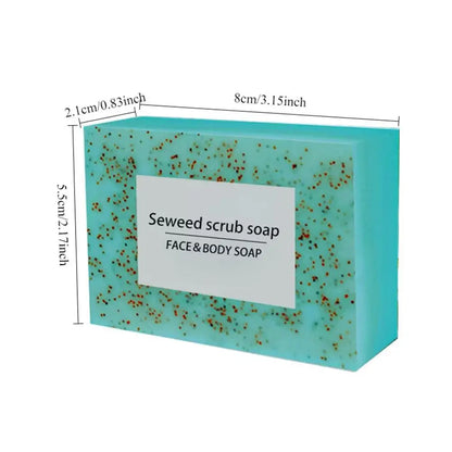 1/2PCS 100G Seaweed scrub particle soap is rich in vitamin E. It contains olive oil, which gently cleanses the face, moisturizes