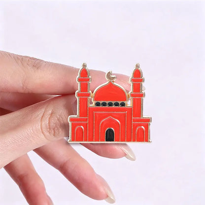 Eid al-Adha Islamic Culture Badge Enamel Pin Cartoon Ram Crescent Mosque Goat Pomegranate Brooch Fashion Bags Jewelry Accessory