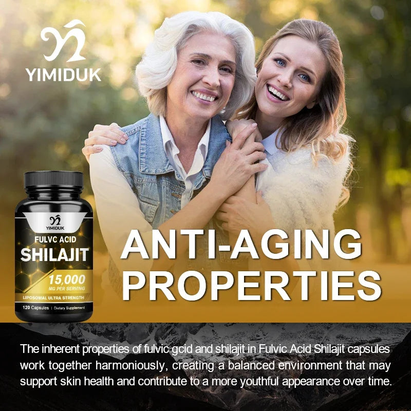 Shilajit Pure Himalayan 15000 Mg Pill, with Fulvic Acid, Support Immune System, Bone Health, Metabolism, Men & Women, Non-GMO