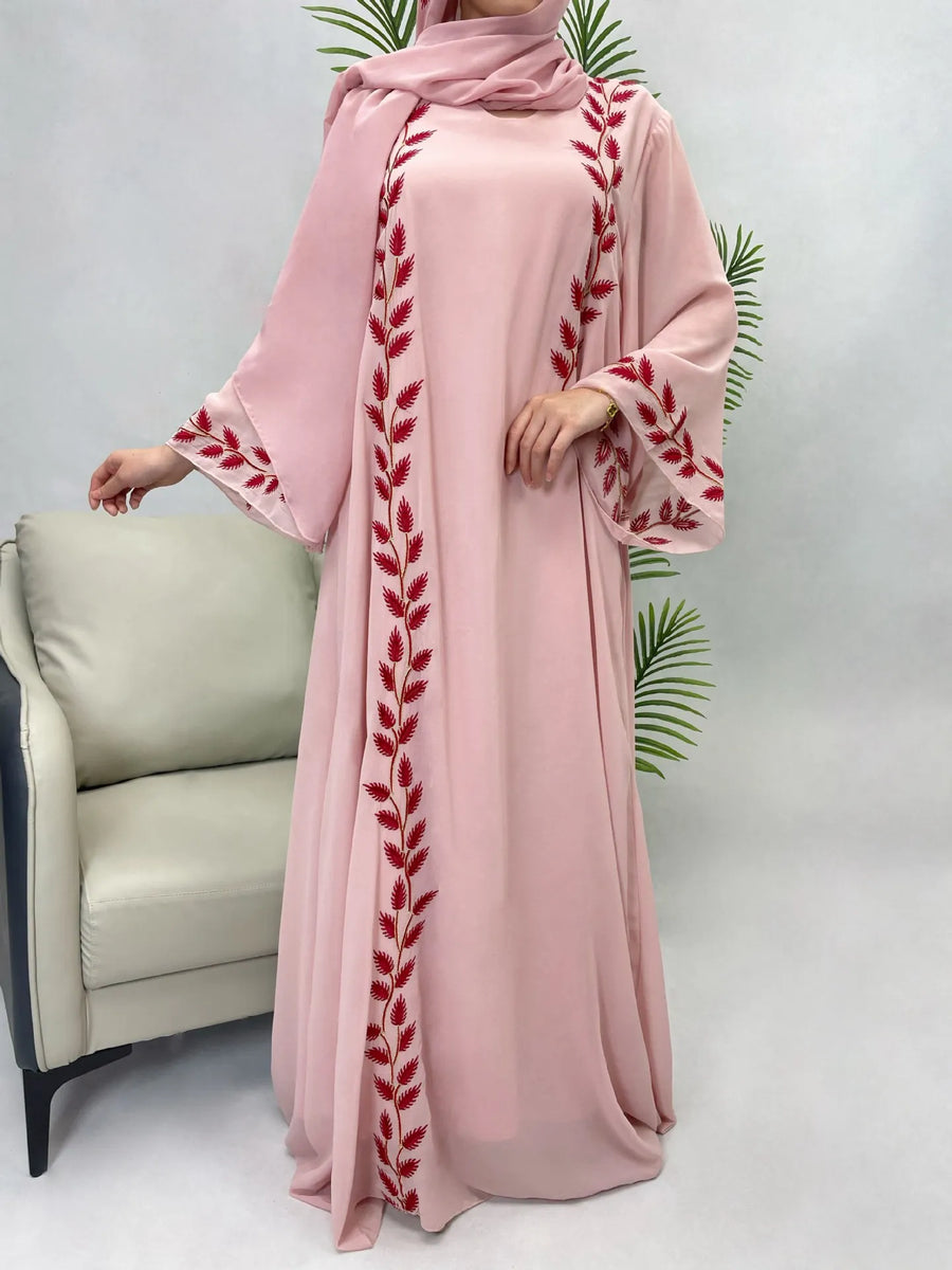 The Eid Set – 2-Piece Embroidered Abaya with Scarf for the Muslim Woman
