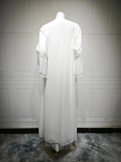 White Purity – The Solid Open Abaya with Hijab for the Muslim Woman in America