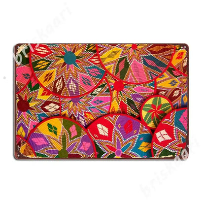 Ethiopian Patterns Metal Signs Wall Mural Customize Ethiopian Cultural Colorful Traditional Habesha Art Work Tin sign Posters