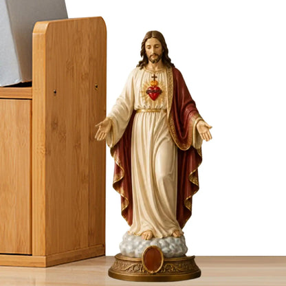 8 Inch Jesus Heart Virgin Mary Figurines Blessed Mother Statues Collectible Figurines Religious Desk Decor For Bedroom