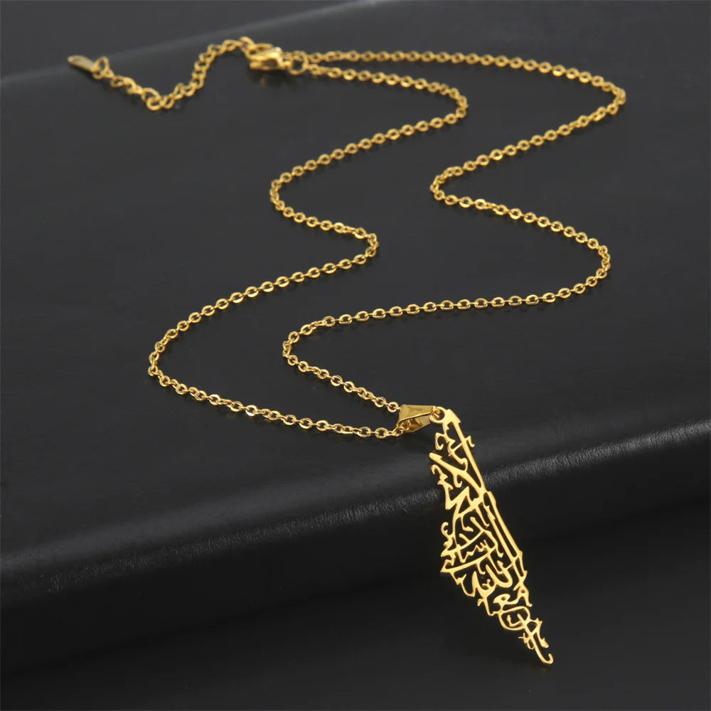 My Shape Palestine Map Pendant Necklaces for Women Men Stainless Steel Hollow Map Necklace Choker Chain Male Jewelry Wholesale
