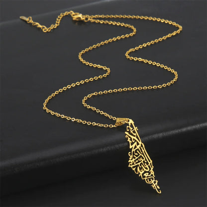 My Shape Palestine Map Pendant Necklaces for Women Men Stainless Steel Hollow Map Necklace Choker Chain Male Jewelry Wholesale