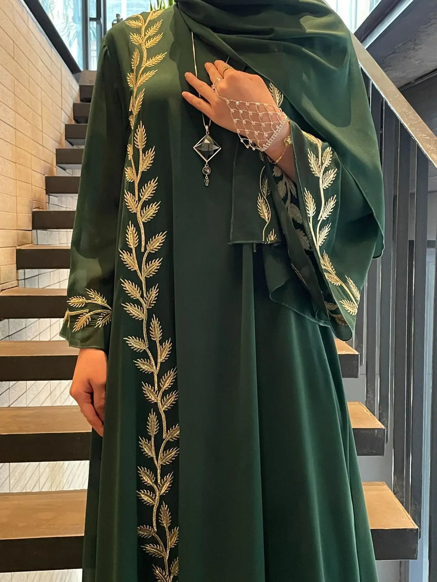 The Eid Set – 2-Piece Embroidered Abaya with Scarf for the Muslim Woman