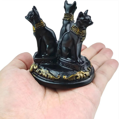 Anubis Cat Crystal Ball Stand – Egyptian Resin Statue for Sphere Display & Home Decor