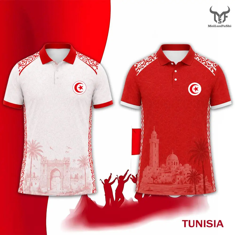 Tunisia Flag & Cityscape Polo – Unisex Breathable Short Sleeve Top