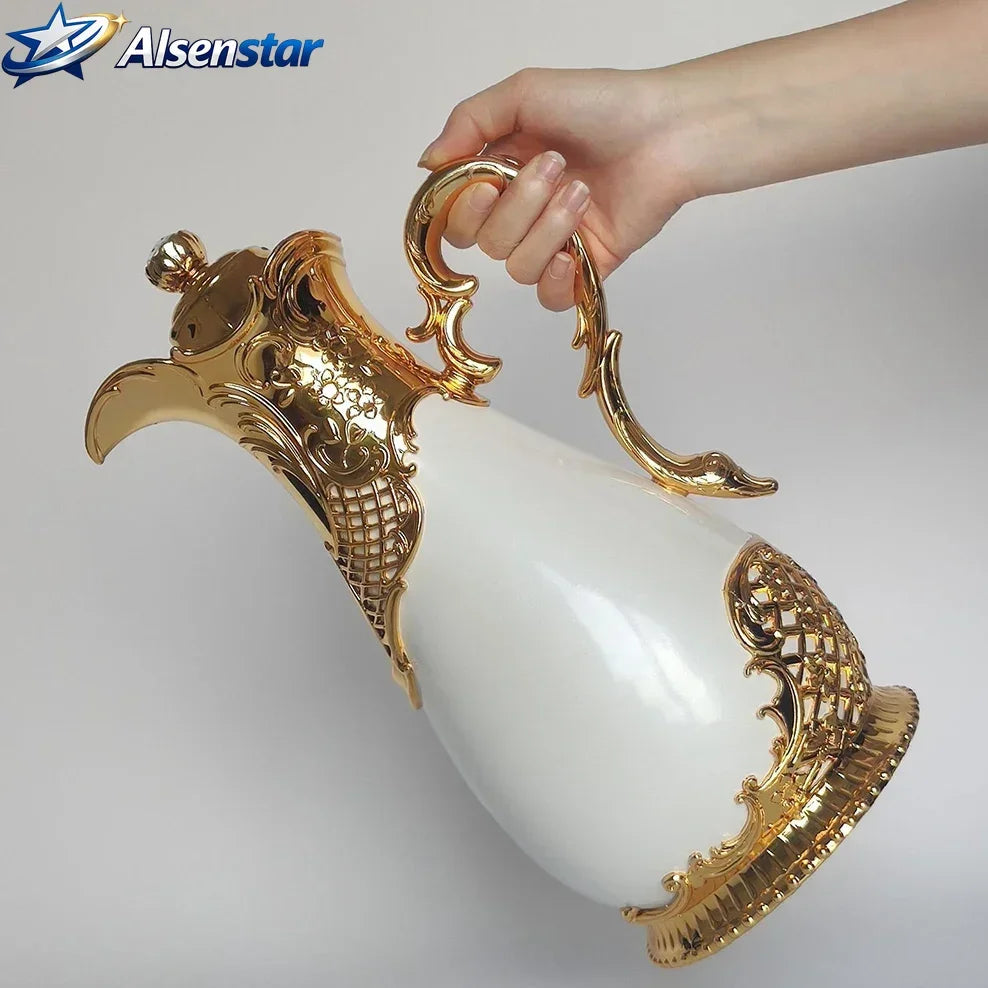 2024 New Arabian Vacuum Flask 800ml Middle Eastern Style Restaurant Home Glass Liner Hot Water Kettle 24 Hours Thermos Bottle