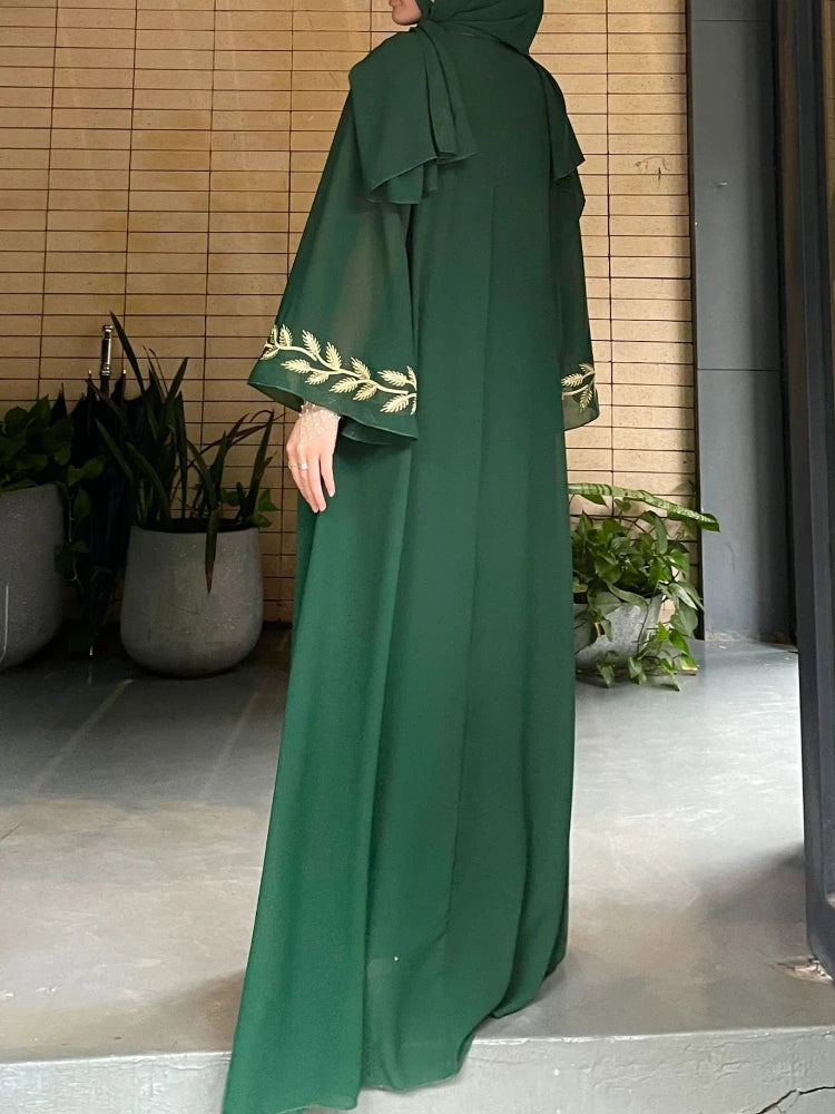The Eid Set – 2-Piece Embroidered Abaya with Scarf for the Muslim Woman