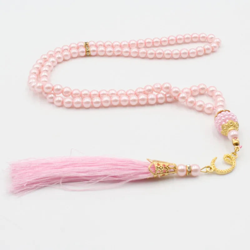 6mm 99pcs Glass Pearls Tassel Turkish Style Muslim Rosary Islamic Prayer Beads Bracelet For Women Jewelry Accessories Gifts New