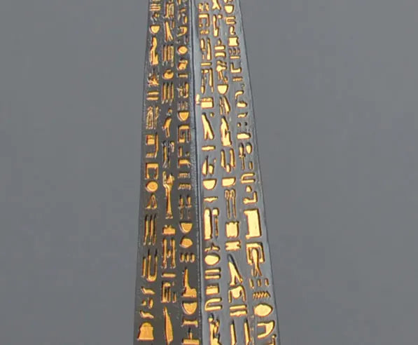 Gold-Plated Egyptian Obelisk – Resin Hieroglyphic Monument, Ancient Civilization Decor