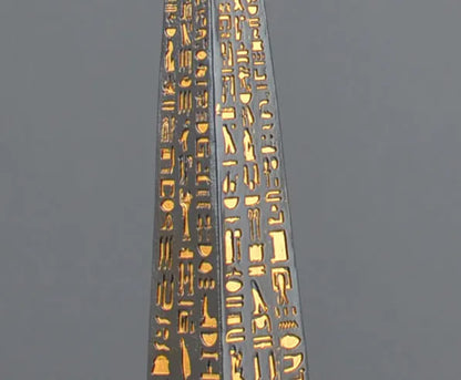 Gold-Plated Egyptian Obelisk – Resin Hieroglyphic Monument, Ancient Civilization Decor