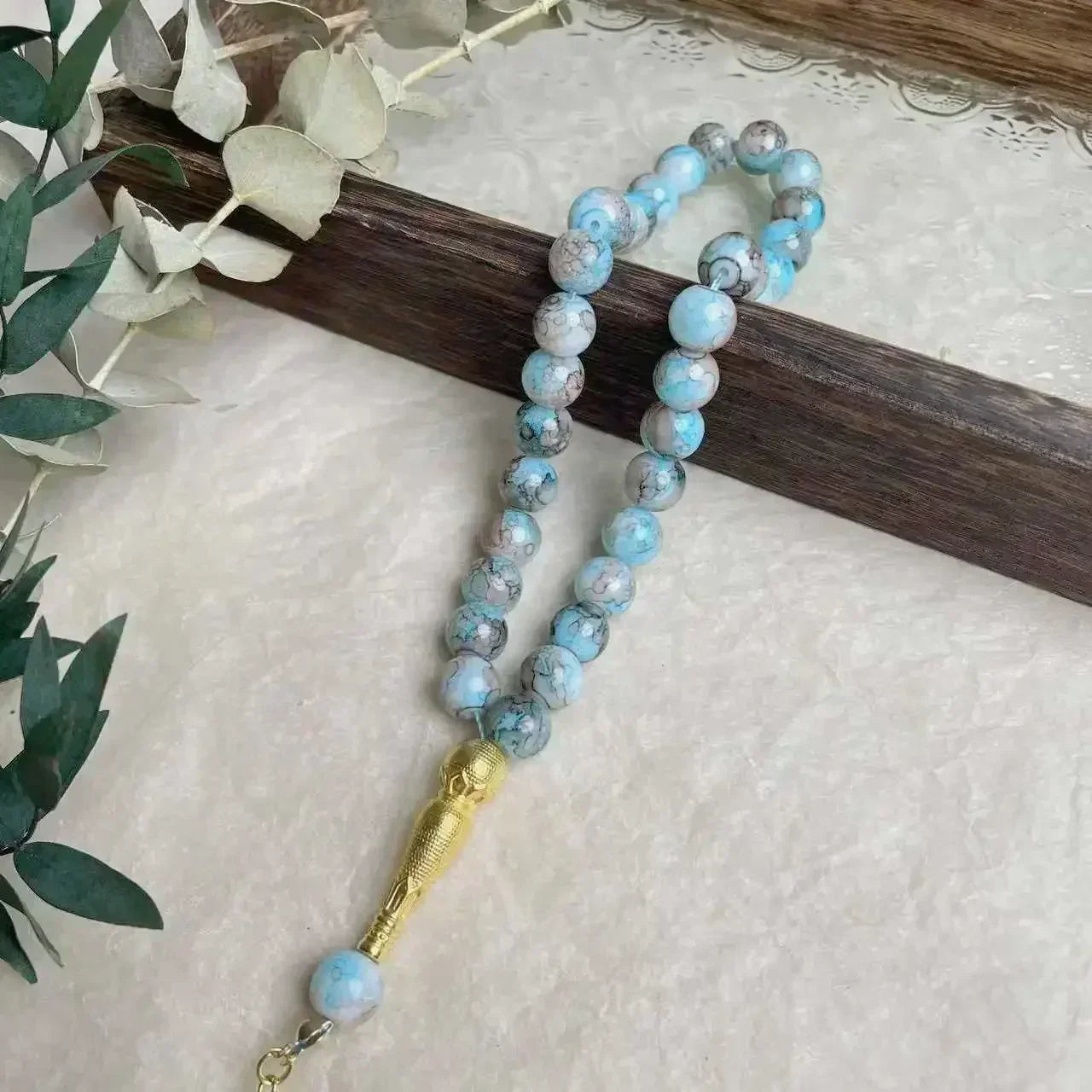10mm 33pcs Glass Tassel Turkish Muslim Rosary Islamic Prayer Beads Bracelet for Women Jewelry Tasbih Tasbeeh Allah Mohammed