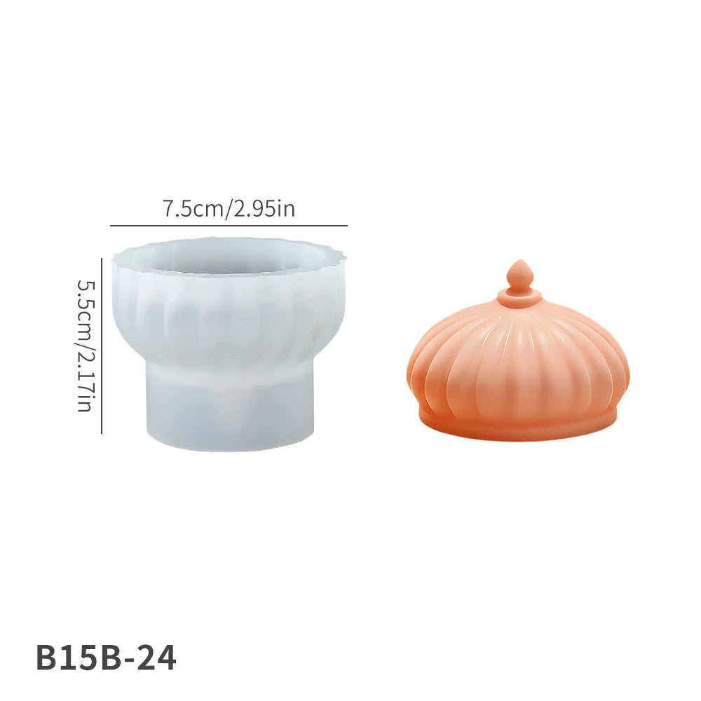 S0242 Novidades Islamic Style Storage Jar Resina Molde Jewelry Trinket Container Vase Box Candle Pot Mold with Lid for DIY Craft